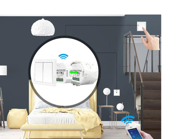 Mini Interruttore Intelligente Smart WIFI + RF433 10A 220V Compatibile Con Amazon Alexa e Google Home Ledlux