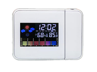 Sveglia Digitale con Proiettore Termometro Igrometro Allarme Calendario Timer Bianco
