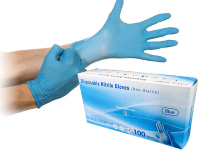 100 Guanti Nitrile Taglia XL Senza Polvere Senza Lattice NON Sterile Mono Uso Colore Blu