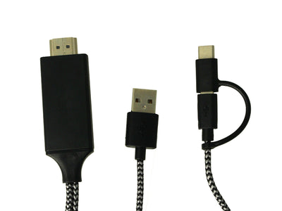 Adattatore Da USB Type C e Micro USB A HDMI HDTV Cavo 2 Metri Per Smartphone Android A TV Monitor Proiettore