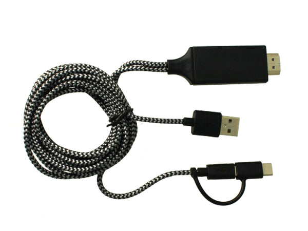 Adattatore Da USB Type C e Micro USB A HDMI HDTV Cavo 2 Metri Per Smartphone Android A TV Monitor Proiettore Zorei