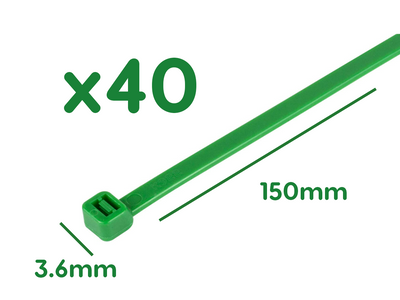 40 Fascette Plastica Verde Giardinaggio 3.6X150mm Zorei
