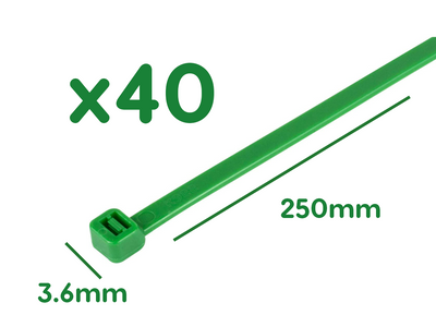 40 Fascette Plastica Verde Giardinaggio 3.6X250mm Zorei