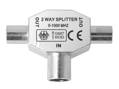 Sdoppiatore Splitter per Antenna TV in Metallo 1 Maschio 2 Femmine Distributore Derivatore Accoppiamento Antenna TV Zorei