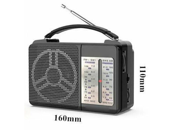Radio Portatile 4 Bandi AM FM SW1 SW2 Volume Alto Dimensione 160X107X58mm Doppio Alimentazione