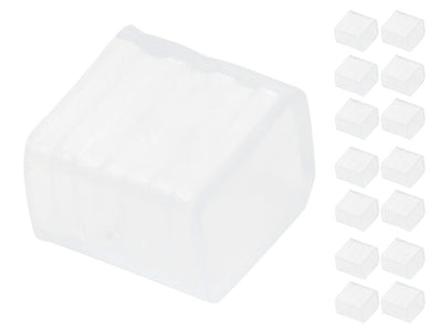 15 Gommini PVC Termine Per Chiusure Striscia Led Impermeabile Passo 12mm Interno 16X8mm Ledlux