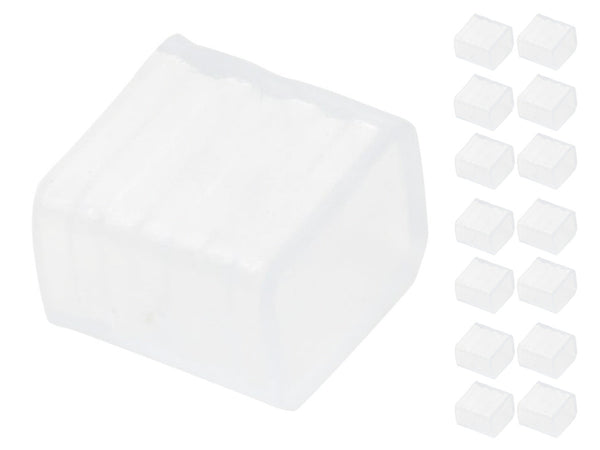 15 Gommini PVC Termine Per Chiusure Striscia Led Impermeabile Passo 12mm Interno 16X8mm Ledlux