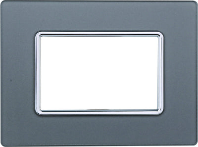 ETTROIT Placca In Vetro Serie Solar 3P Colore Silver Compatibile Con Bticino Matix