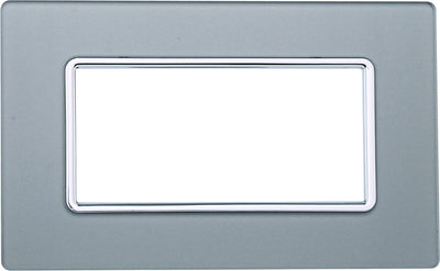 ETTROIT Placca In Vetro Serie Solar 4P Colore Silver Compatibile Con Bticino Matix