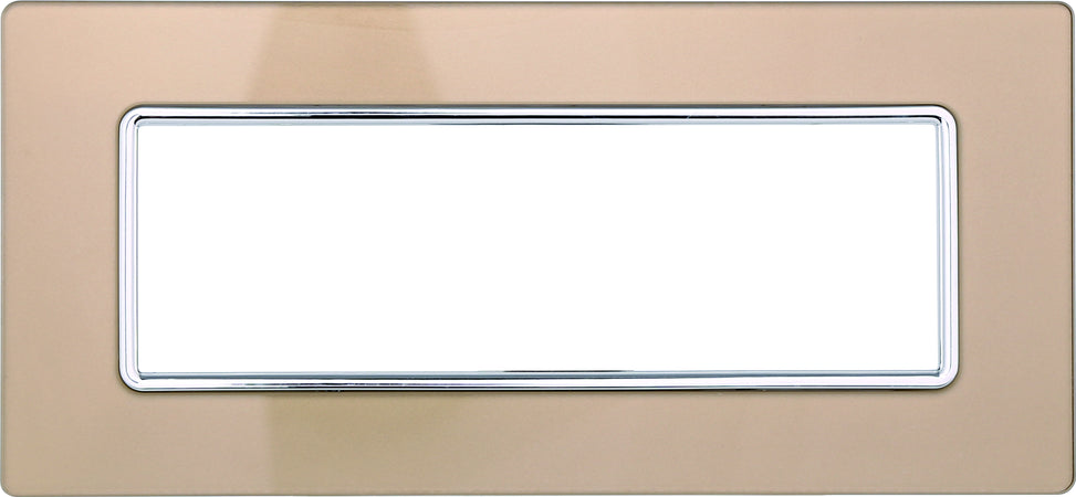 ETTROIT Placca In Vetro Serie Solar 6P Colore Oro Compatibile Con Bticino Matix