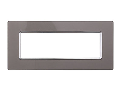 ETTROIT Placca In Vetro Serie Solar 6P Colore Silver Compatibile Con Bticino Matix