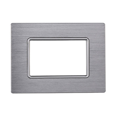 ETTROIT Placca In Alluminio Serie Solar 3P Colore Silver Lucido Compatibile Con Bticino Matix