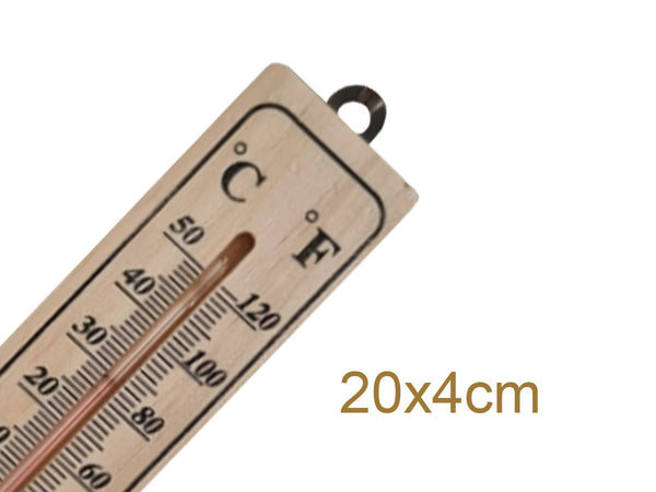 Termometro Analogico Ambiente In Legno Per Esterno Giardino e Interno -40&degC--+50&degC 200X40X7mm