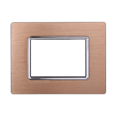 ETTROIT Placca In Alluminio Serie Space 3P Colore Oro Compatibile Con Bticino Living Light