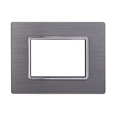 ETTROIT Placca In Alluminio Serie Space 3P Colore Silver Compatibile Con Bticino Living Light