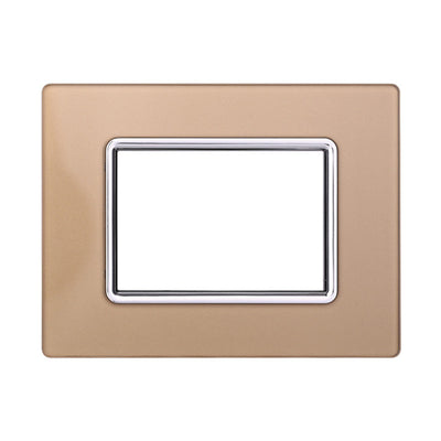 ETTROIT Placca In Vetro Serie Space 3P Colore Oro Compatibile Con Bticino Living Light