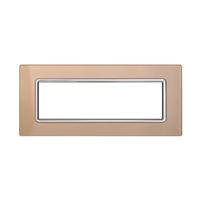 ETTROIT Placca In Vetro Serie Space 7P Colore Oro Compatibile Con Bticino Living Light