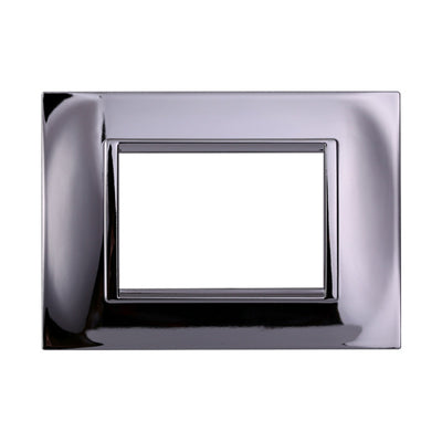 ETTROIT Placca Plastica Quadrata Serie Space 3P Colore Cromato Lucido Compatibile Con Bticino Living Light