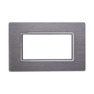 ETTROIT Placca In Alluminio Serie Space 4P Colore Silver Compatibile Con Bticino Living Light