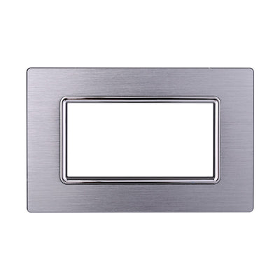 ETTROIT Placca In Alluminio Serie Space 4P Colore Silver Lucido Compatibile Con Bticino Living Light