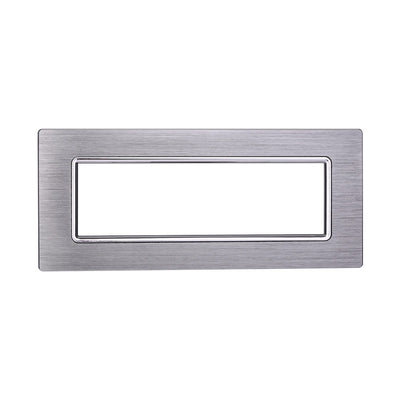 ETTROIT Placca In Alluminio Serie Space 7P Colore Silver Lucido Compatibile Con Bticino Living Light
