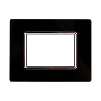 ETTROIT Placca In Vetro Serie Space 3P Colore Nero Compatibile Con Bticino Living Light