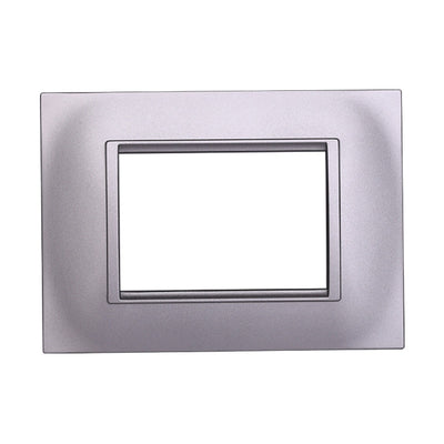 ETTROIT Placca Plastica Quadrata Serie Space 3P Colore Silver Compatibile Con Bticino Living Light