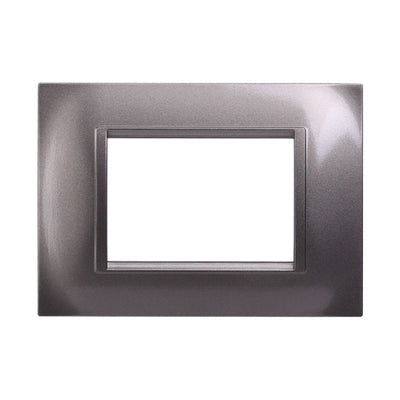 ETTROIT Placca Plastica Quadrata Serie Space 3P Colore Titanio Compatibile Con Bticino Living Light