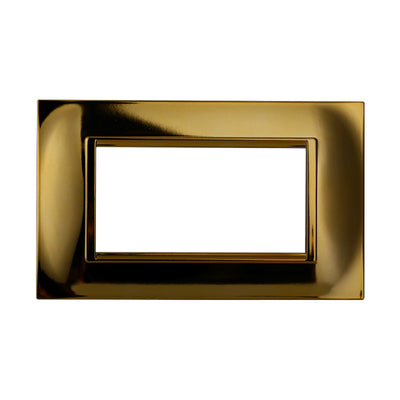 ETTROIT Placca Plastica Quadrata Serie Space 4P Colore Oro Lucido Compatibile Con Bticino Living Light
