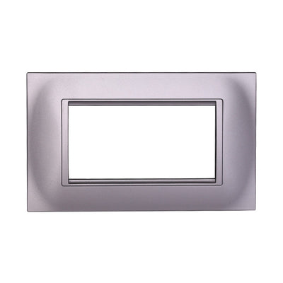ETTROIT Placca Plastica Quadrata Serie Space 4P Colore Silver Compatibile Con Bticino Living Light