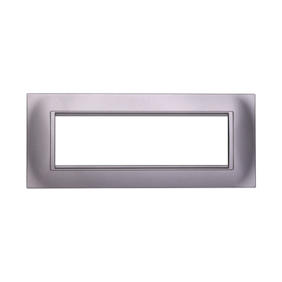 ETTROIT Placca Plastica Quadrata Serie Space 7P Colore Silver Compatibile Con Bticino Living Light