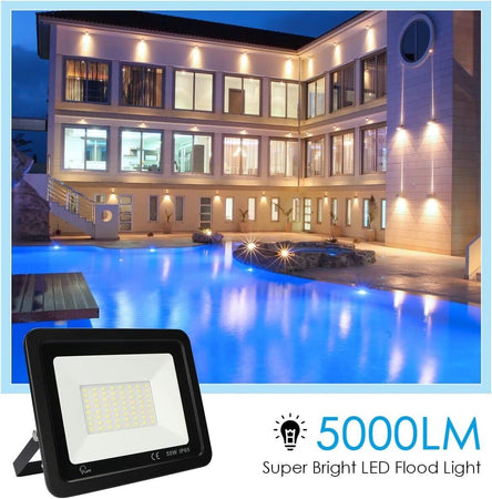Faretto LED da Esterno,50W, 5000LM,Faro Impermeabile IP65,72 6500K Bianco Freddo