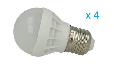 4 PZ Lampade Led E27 Bulbo 3W30W Bianco Caldo Diametro 50mm Altezza 80mm