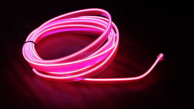 Stringa EL Striscia Neon Led Rosa 5 Metri Flessibile Tagliabile Luce Decorativa Atmosfera Per Interno Auto Camion Camper Sfilata