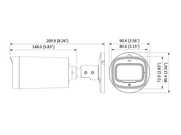 Telecamera Analogica Bullet 1440P 4MP Ottica Varifocale Motorizzato 2.7-12mm IP67 DC12V HDCVI Smart IR Carcassa Plastica DAHUA H