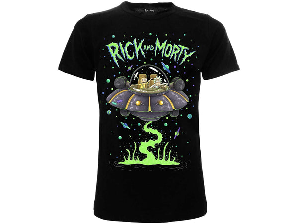 T Shirt Uomo Rick And Morty- Navicella Nera Maglia Maniche Corte in Cotone Moda/Uomo/Abbigliamento/T-shirt polo e camicie/T-shirt Tock Black - Solofra, Commerciovirtuoso.it