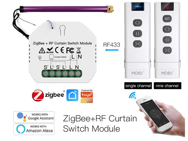 ZigBee Modulo Tapparelle Tende Persiane 220V 2A Funzione Con Pulsante Saliscendi e Telecomando RF Compatibile Con Alexa Google H Ledlux