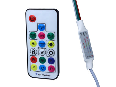Kit Controller Centrlina RF Con 17 Tasti Per Striscia Led Dinamica SPI Magic Color RGB IC WS2811 WS2812B WS2815 WS2801 SP104E 5V Ledlux