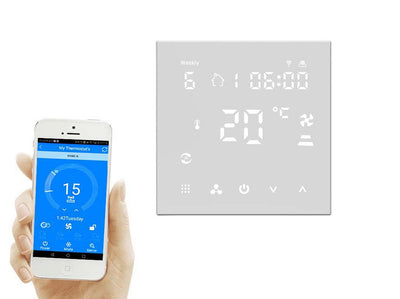 Termostato WIFI Per Aria Condizionata Schermo LCD a 4 Tubi Aria Fredda Calda e Ventilazione Fan Coil Thermostat Compatibile Con Ledlux