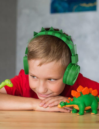 Dinosaur Kids - Cuffie con microfono per scuola, limitatore del volume 85/94dB