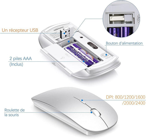 Tastiera e mouse senza fili ultra sottile, 2.4G Silent Compact Tastiera Mouse