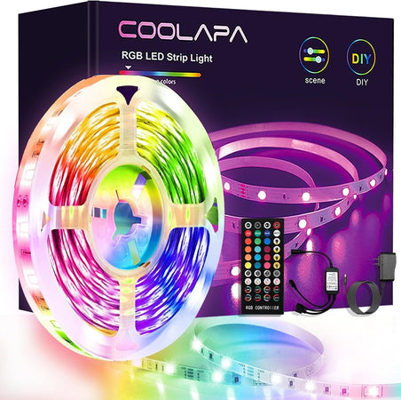 COOLAPA Striscia LED 6M, RGB Led Light Strip con 40 Tasti Telecomando IR, Musica