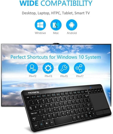 VicTsing Mini Tastiera Wireless Touchpad Ultra-Sottile, Tastiera Wireless All-in