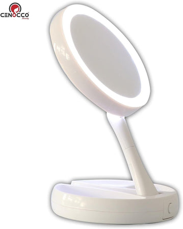CENOCCO CC-9050 - Specchio LED pieghevole - Doppia faccia - Ingrandimento 10x