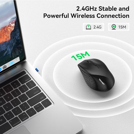 Mouse Wireless, 3200 DPI Ergonomico Mouse Senza Fili, 2.4 GHz Ricevitore