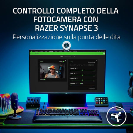 Razer Kiyo Streaming Webcam 1080p 30 FPS / 720p 60 FPS, Luce ad Anello