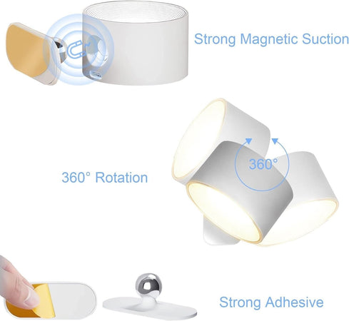 Applique da Parete Interni,Lampada da Parete a LED Ricaricabile da 4.5W