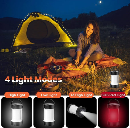 Lanterna da Campeggio a LED Ricaricabile,Lampada Magnetica Solare con Batterie