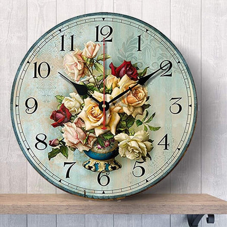 Orologio multicolore fiori numeri arabi orologio da parete in legno Art 30,5 cm