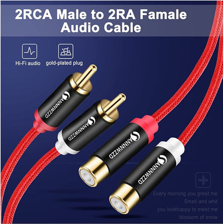 Cavo RCA Prolunga,2 RCA Maschio a 2 RCA Femmina Stereo Audio Cable (3M)